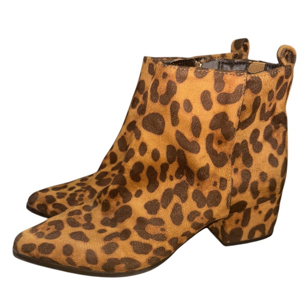 A New Day Valerie Leopard Print Women's 6 Ankle Booties Pointed Toe Boots Animal